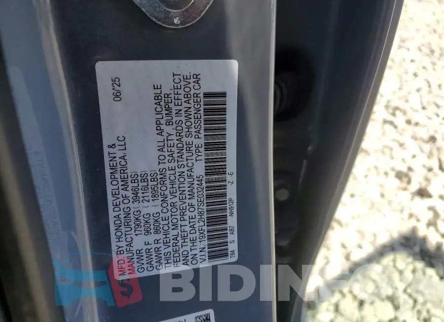 19XFL2H87SE032445 Photo# 12