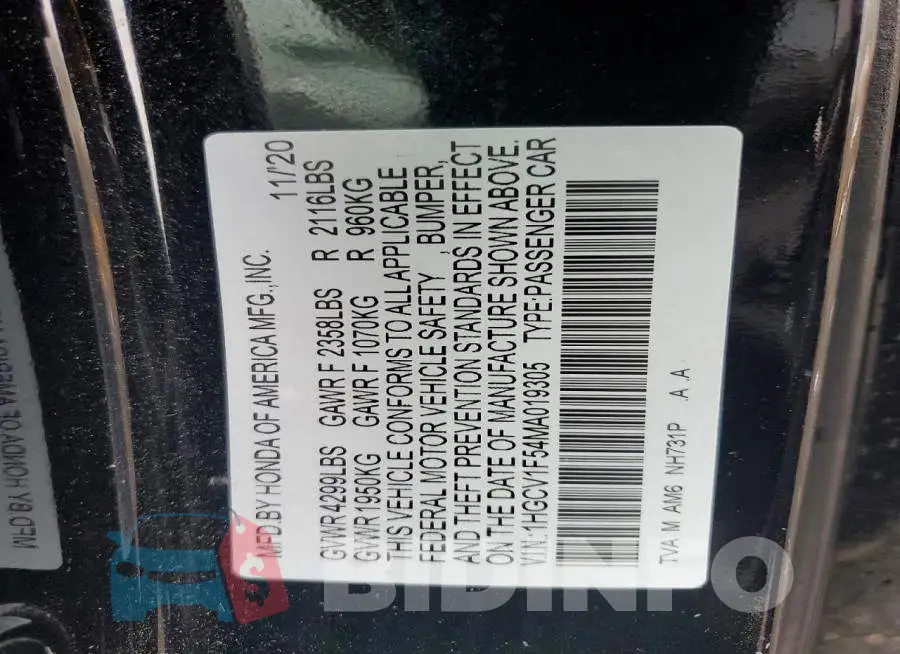 1HGCV1F54MA019305 Photo# 12