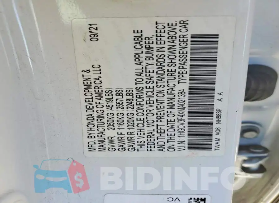 1HGCV3F4XMA021384 Photo# 12