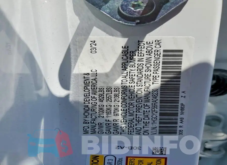 1HGCY2F56RA048230 Photo# 13