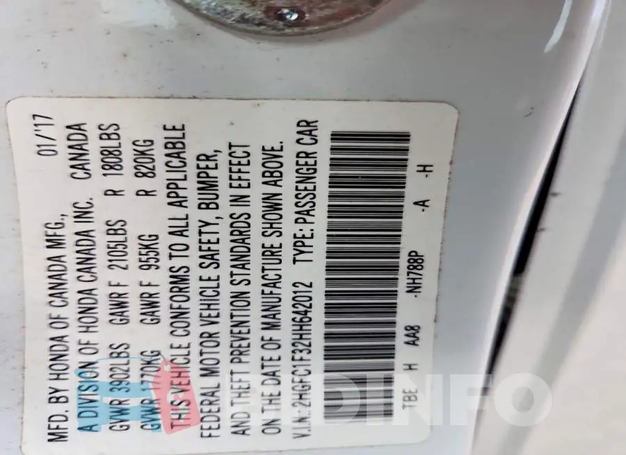 2HGFC1F32HH642012 Photo# 12