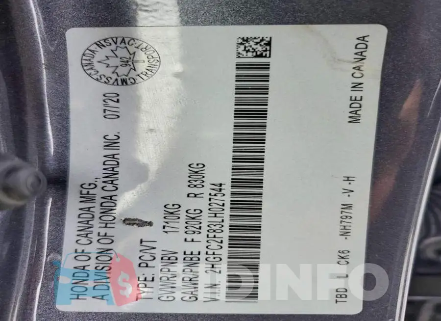 2HGFC2F83LH027544 Photo# 12