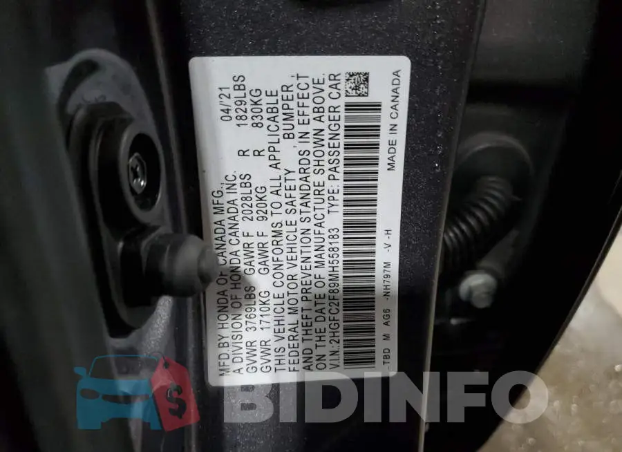 2HGFC2F89MH558183 Photo# 12