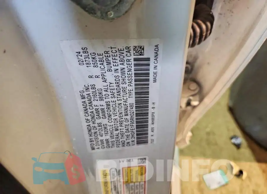 2HGFE1F95RH327480 Photo# 12