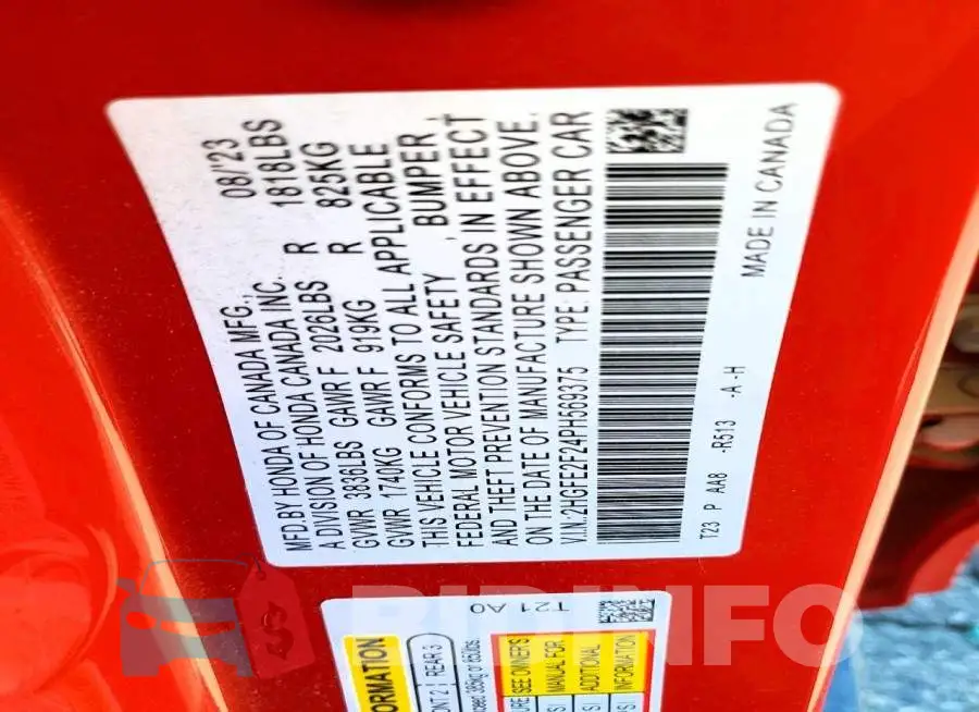 2HGFE2F24PH569375 Photo# 13