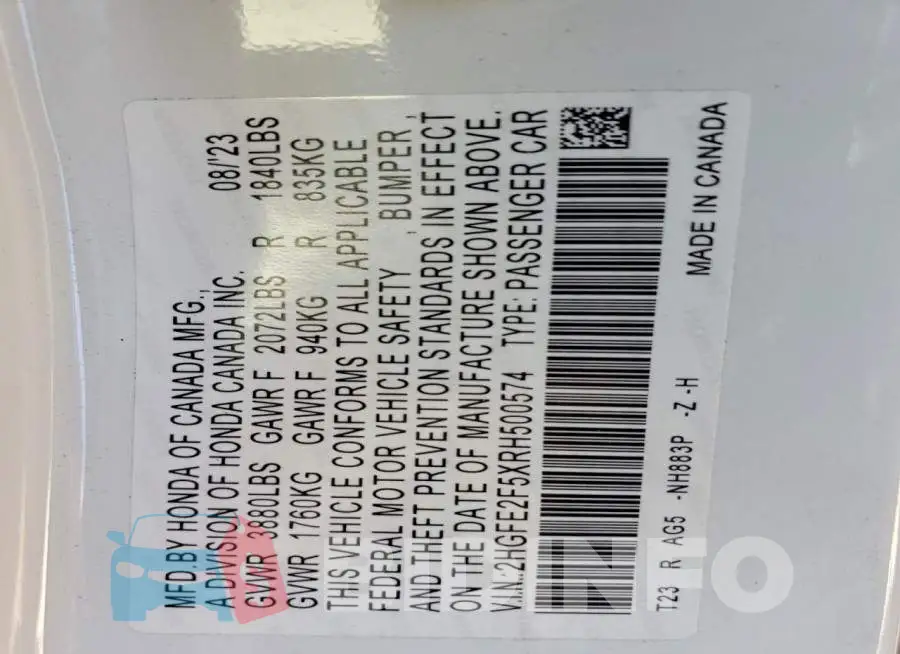 2HGFE2F5XRH500574 Photo# 13