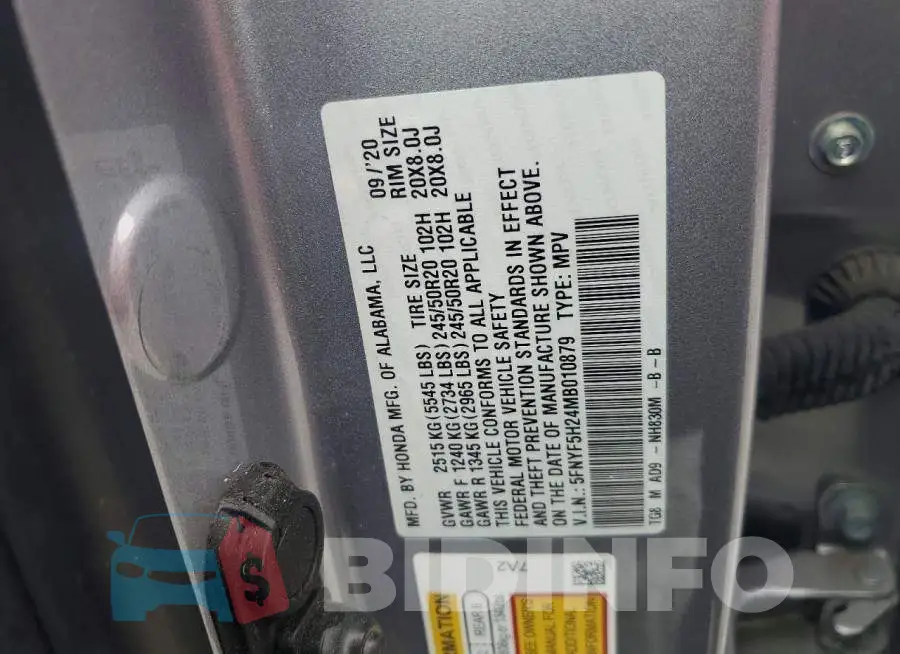 5FNYF5H24MB010879 Photo# 13