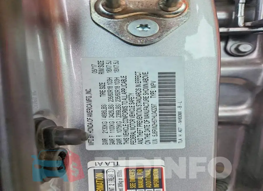 5J6RW2H57HL042297 Photo# 14