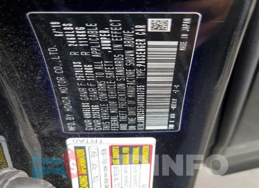 JHMZC5F34KC003755 Photo# 12