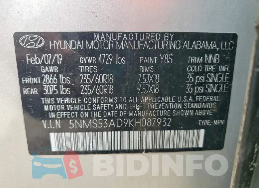 5NMS53AD9KH087932 Photo# 14
