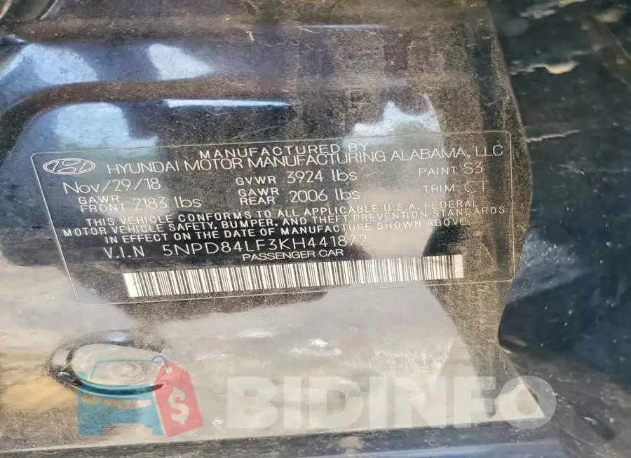 5NPD84LF3KH441872 Photo# 13