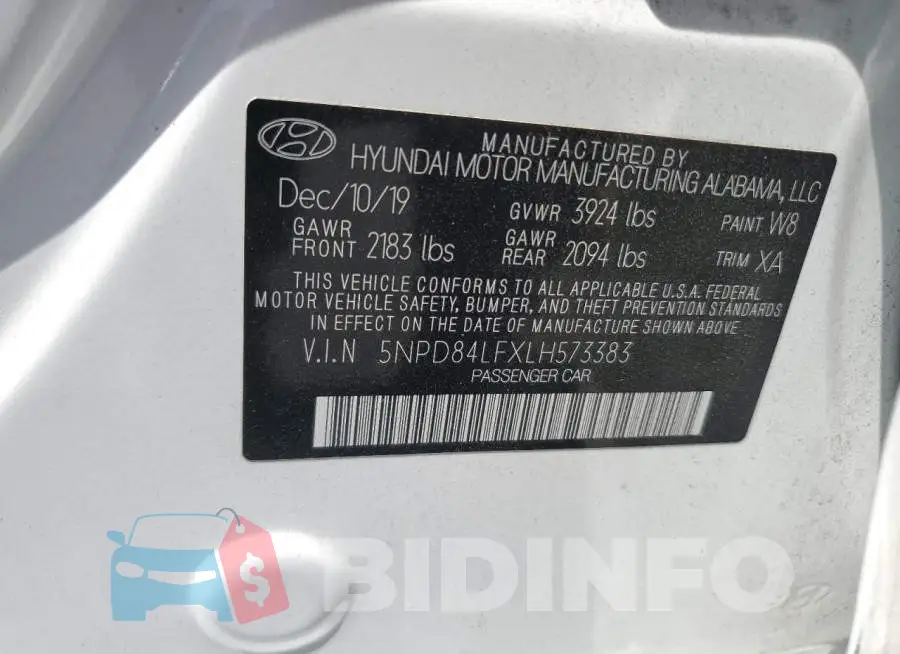 5NPD84LFXLH573383 Photo# 12