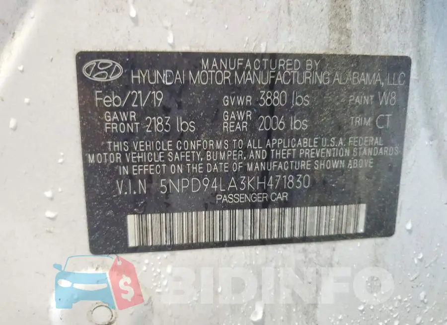 5NPD94LA3KH471830 Photo# 12