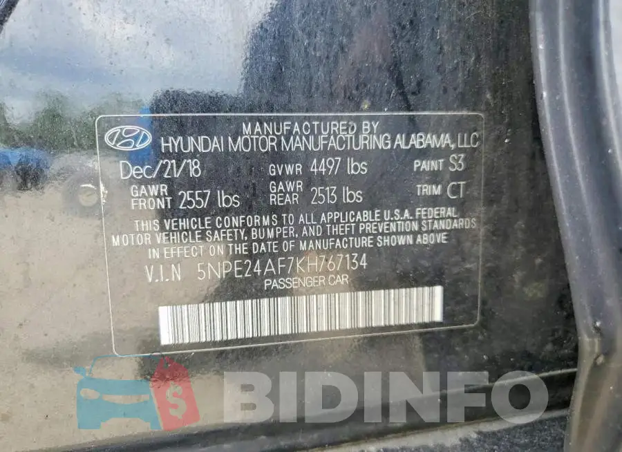 5NPE24AF7KH767134 Photo# 12