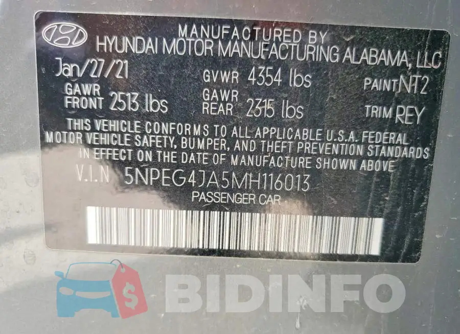5NPEG4JA5MH116013 Photo# 12