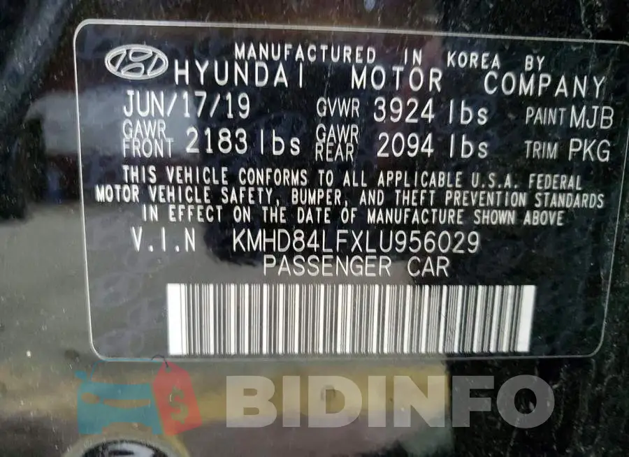 KMHD84LFXLU956029 Photo# 13
