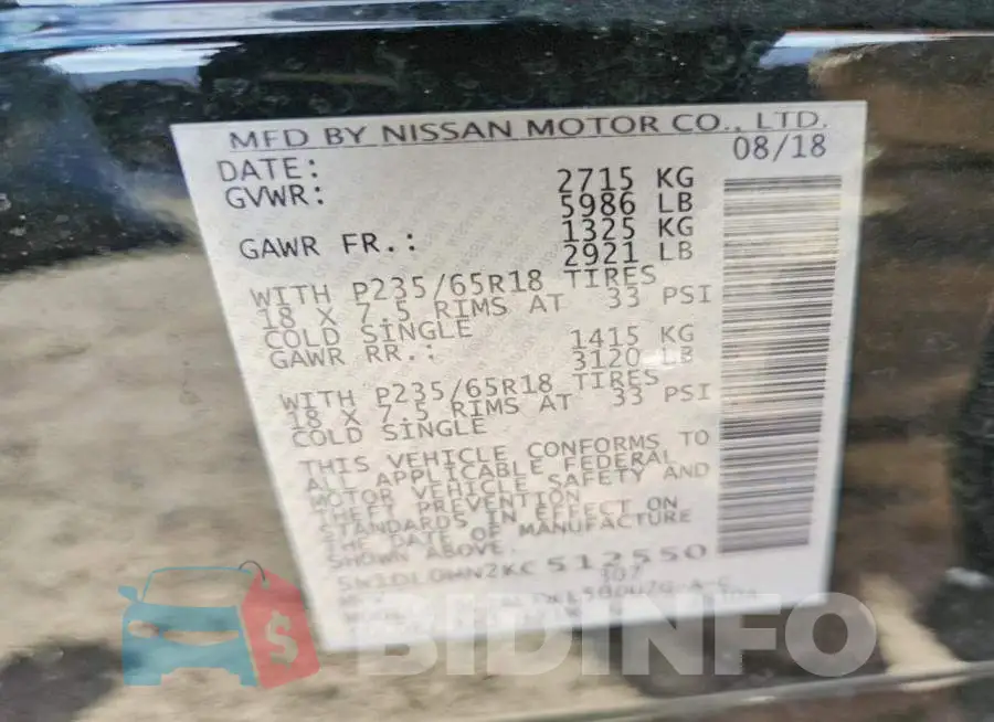 5N1DL0MN2KC512550 Photo# 13
