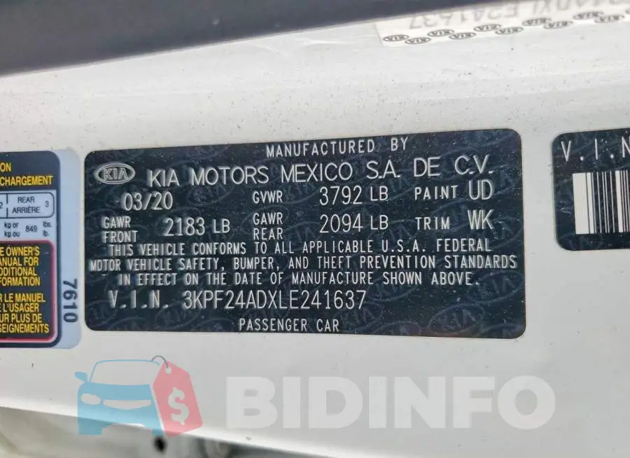 3KPF24ADXLE241637 Photo# 12