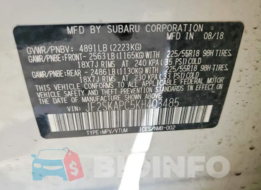 JF2SKAPC5KH403485 Photo# 12