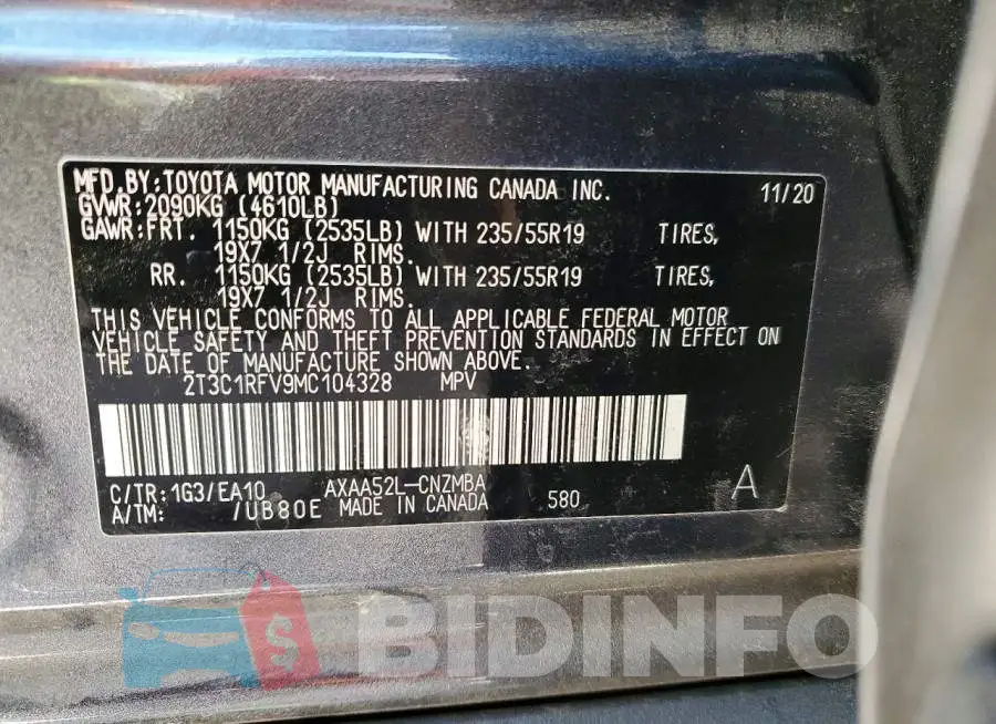 2T3C1RFV9MC104328 Photo# 13