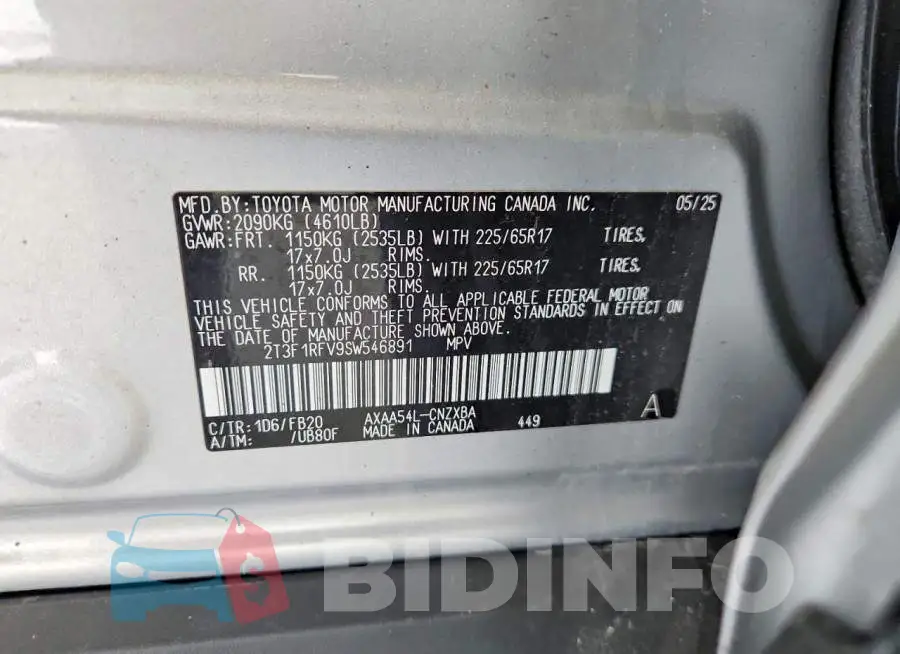 2T3F1RFV9SW546891 Photo# 14
