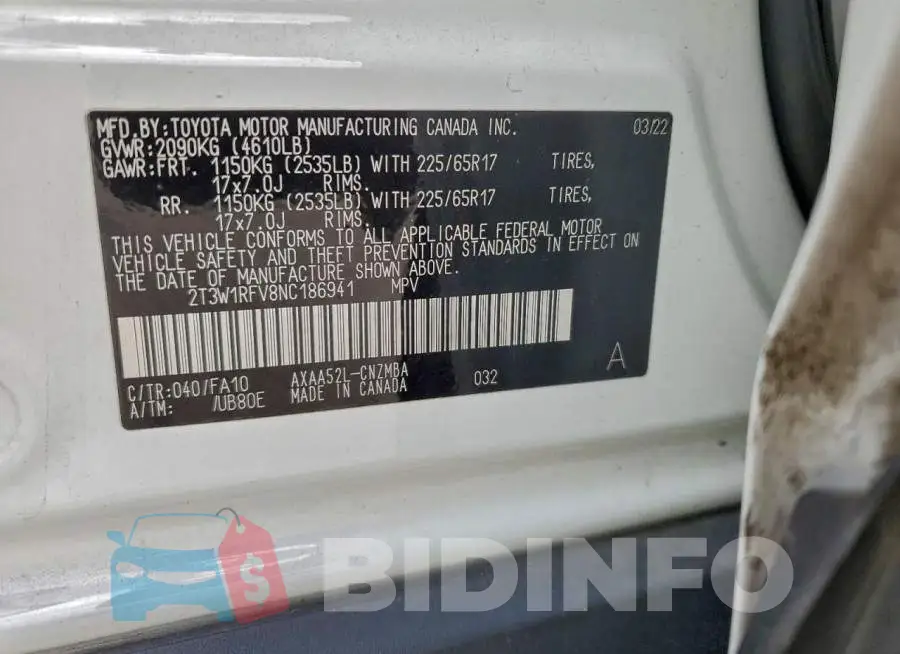 2T3W1RFV8NC186941 Photo# 13