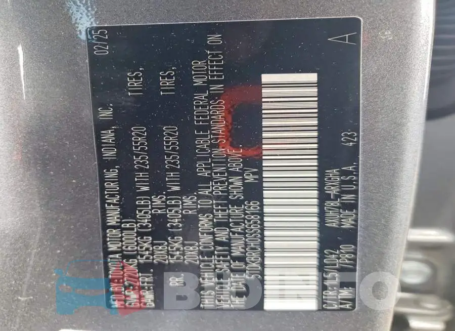 5TDKBRCH0SS658166 Photo# 14