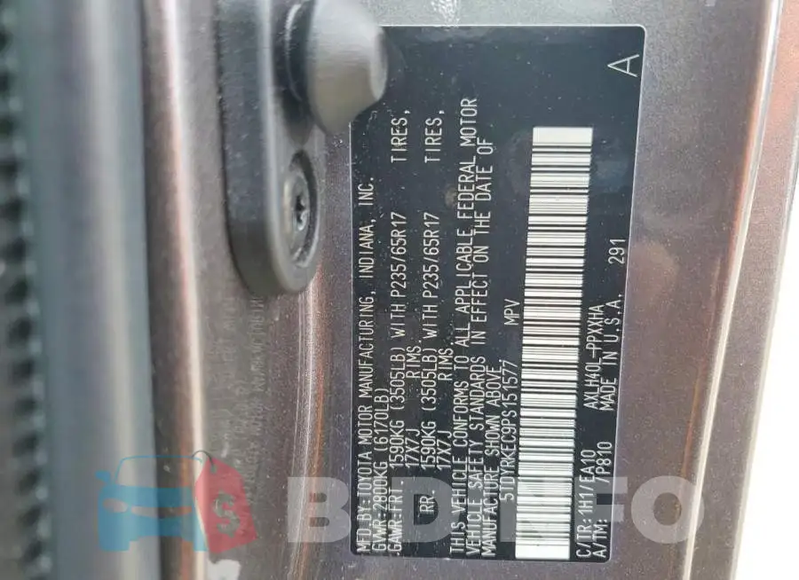 5TDYRKEC9PS151577 Photo# 13
