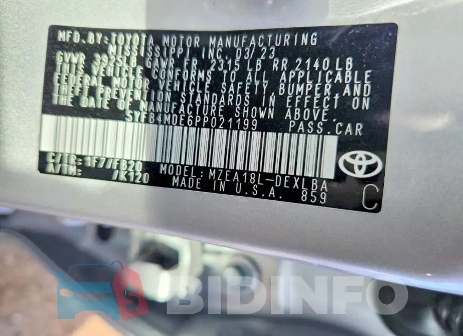 5YFB4MDE6PP021199 Photo# 12