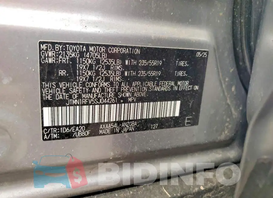 JTMN1RFV5SJ044261 Photo# 12