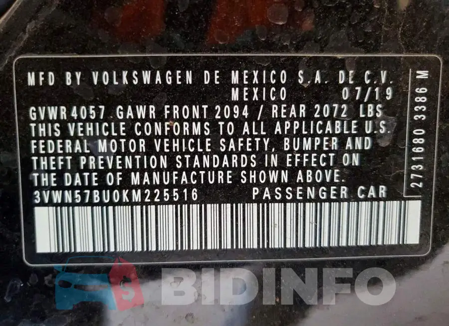 3VWN57BU0KM225516 Photo# 12