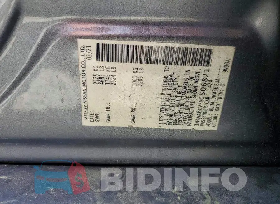 1N4AA6CV7MC506821 Photo# 12