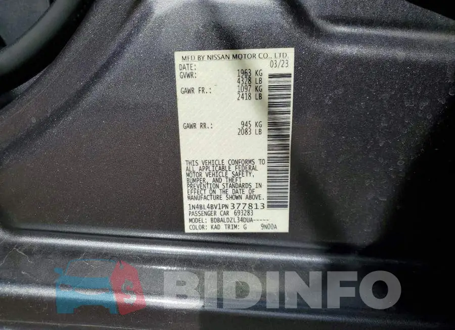 1N4BL4BV1PN377813 Photo# 12