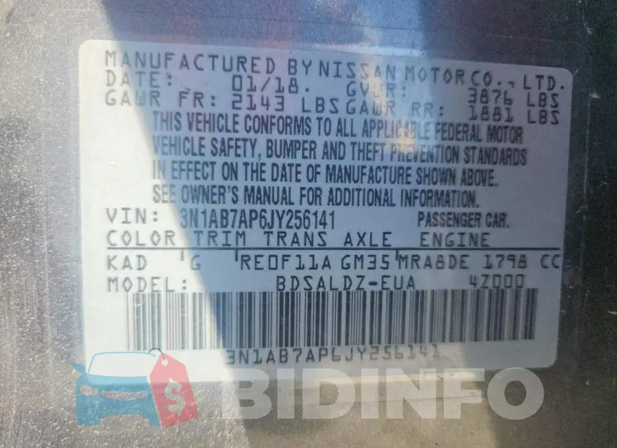 3N1AB7AP6JY256141 Photo# 12