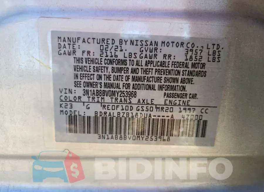 3N1AB8BV0MY253968 Photo# 12