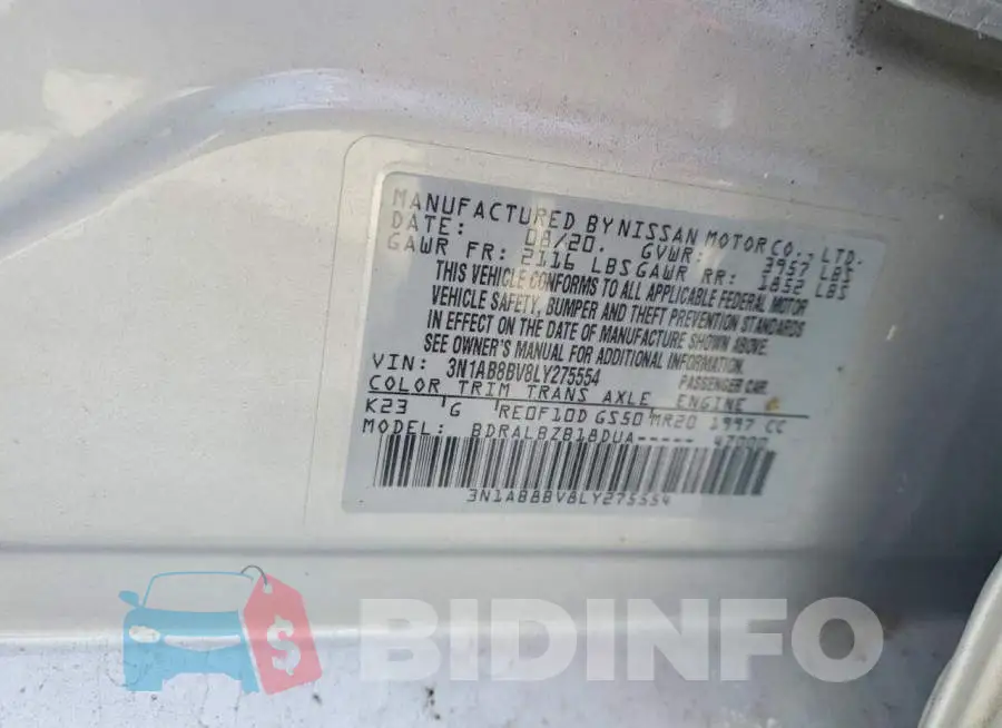 3N1AB8BV8LY275554 Photo# 12