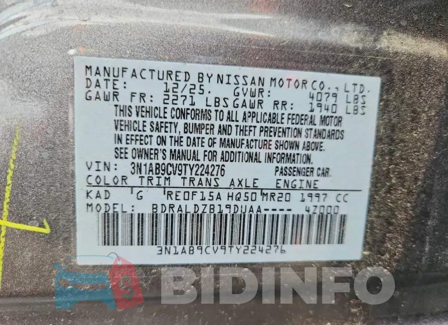 3N1AB9CV9TY224276 Photo# 12