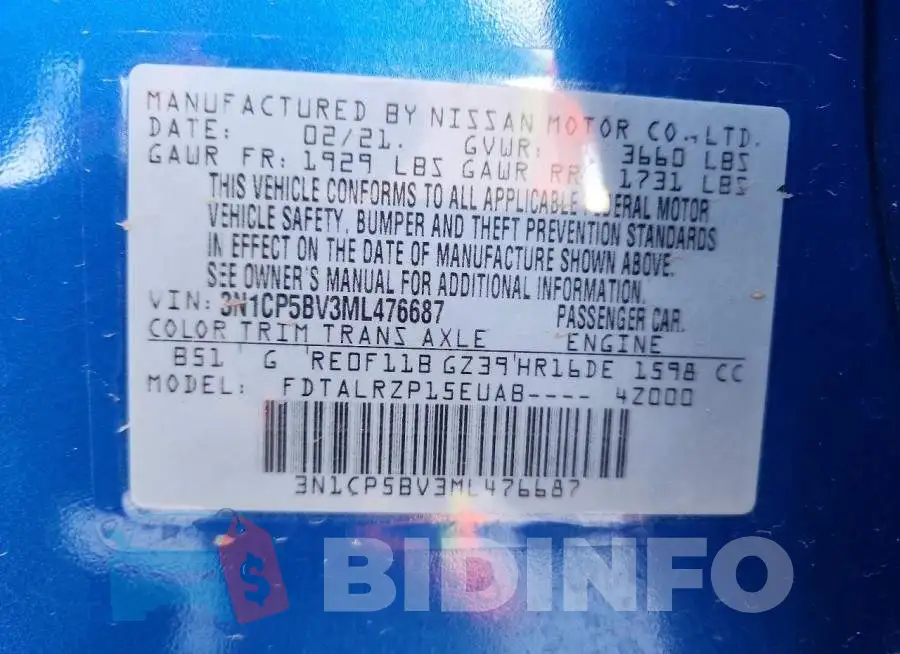 3N1CP5BV3ML476687 Photo# 13