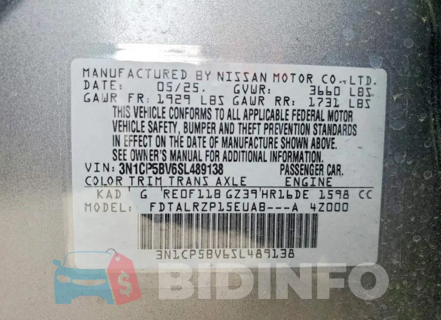 3N1CP5BV6SL489138 Photo# 12