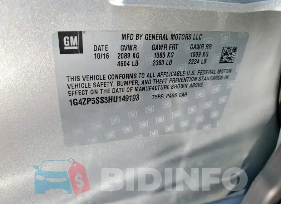 1G4ZP5SS3HU149193 Photo# 12