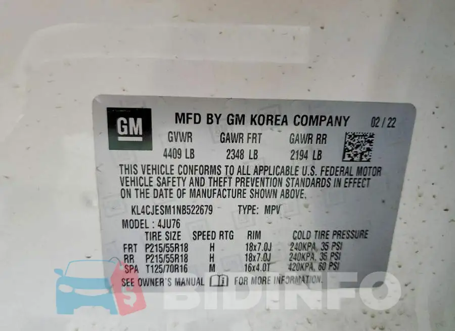 KL4CJESM1NB522679 Photo# 13