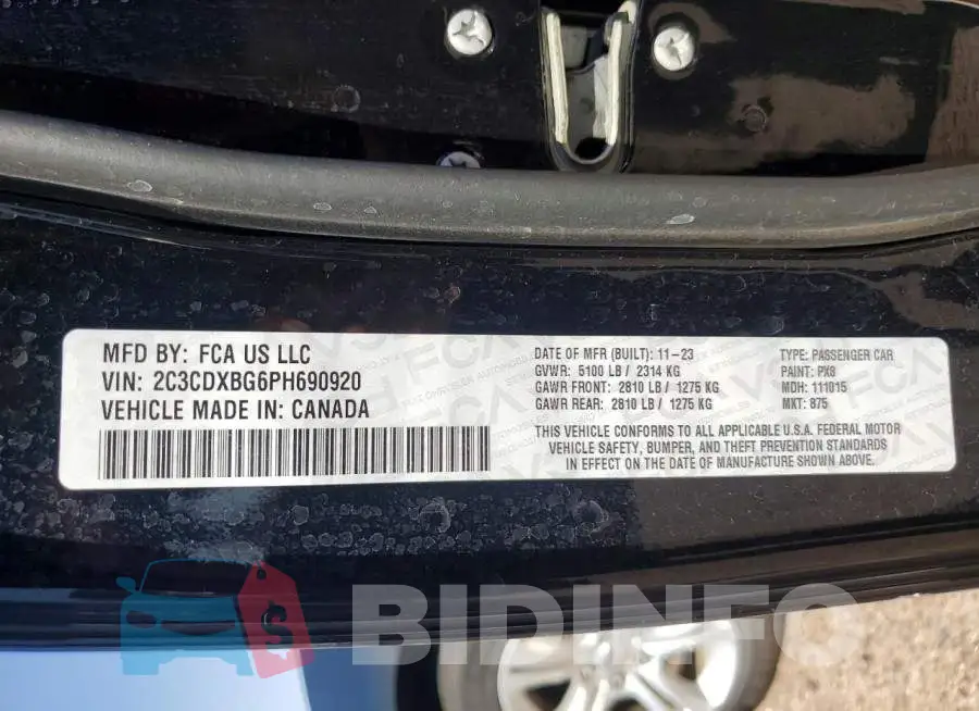 2C3CDXBG6PH690920 Photo# 13