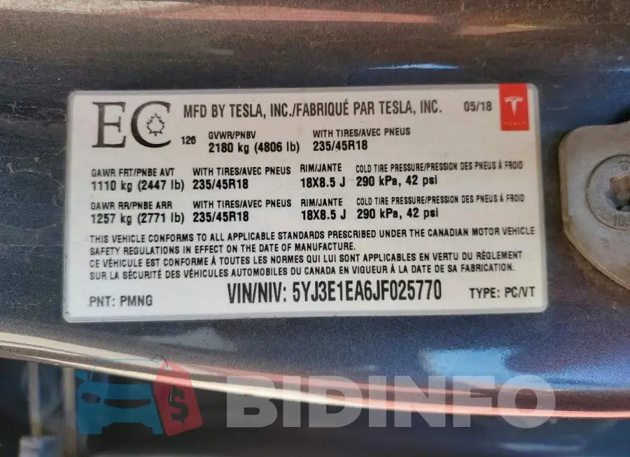 5YJ3E1EA6JF025770 Photo# 12