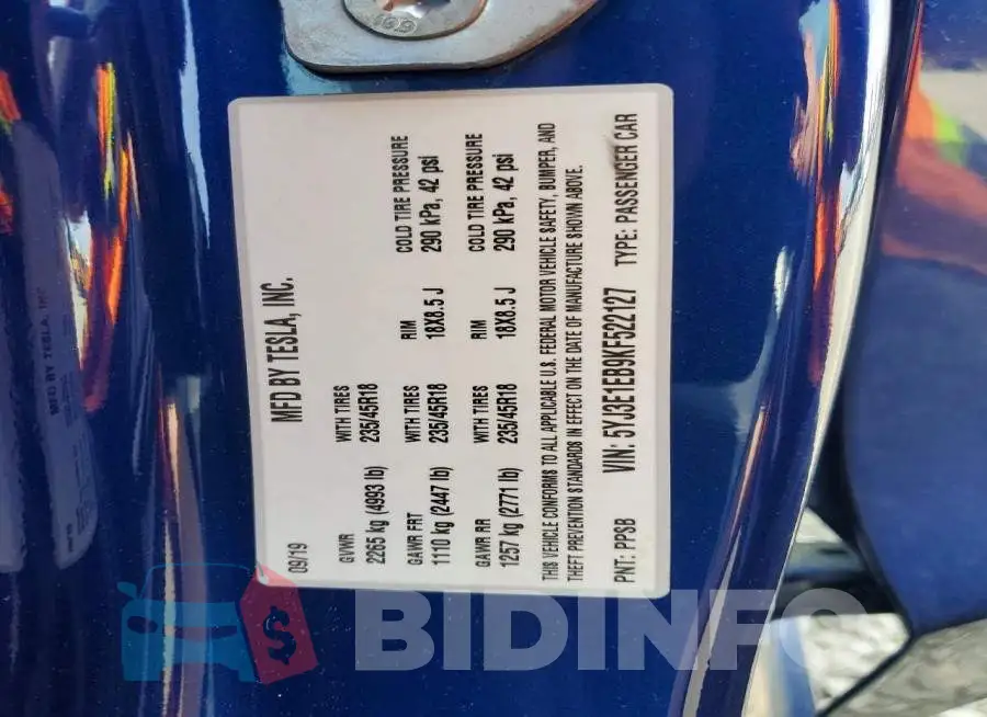 5YJ3E1EB9KF522127 Photo# 12