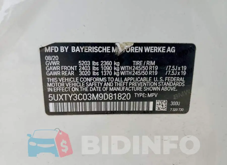 5UXTY3C03M9D81820 Photo# 14