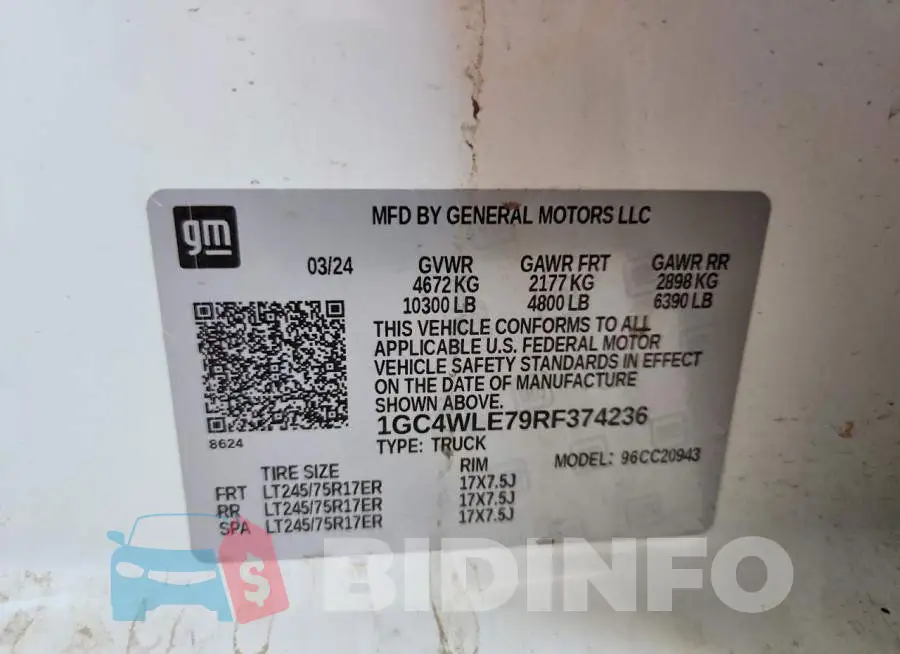 1GC4WLE79RF374236 Photo# 12