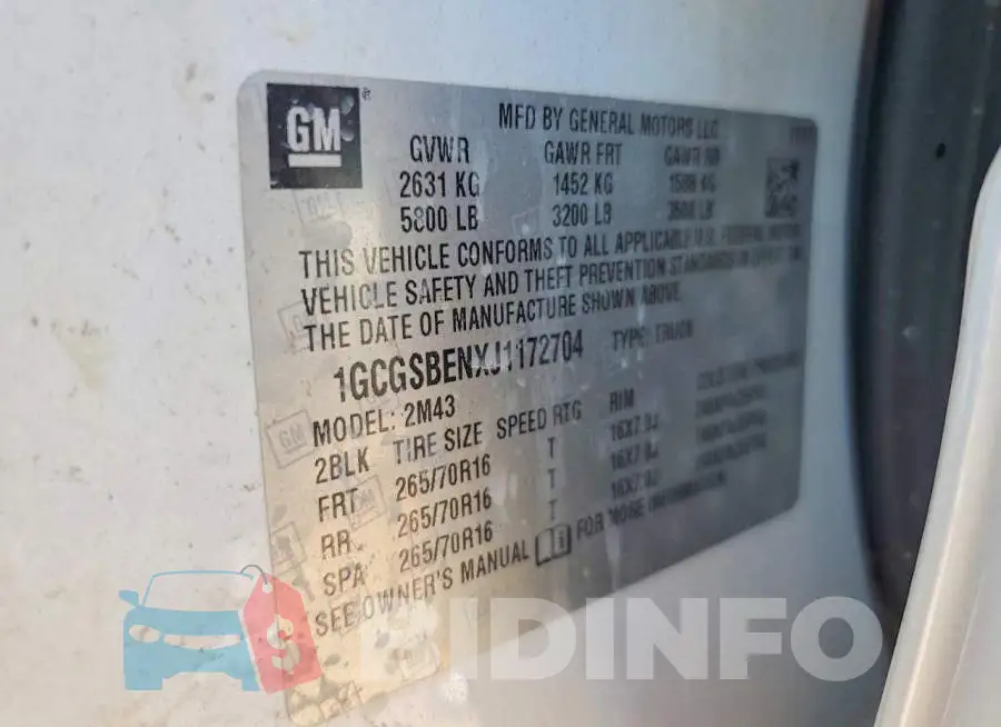 1GCGSBENXJ1172704 Photo# 12