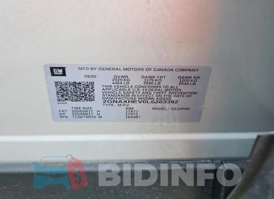 2GNAXHEV0L6283392 Photo# 13