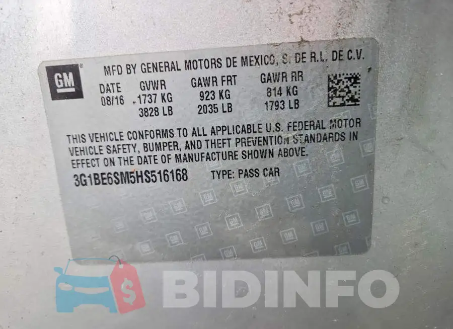 3G1BE6SM5HS516168 Photo# 12