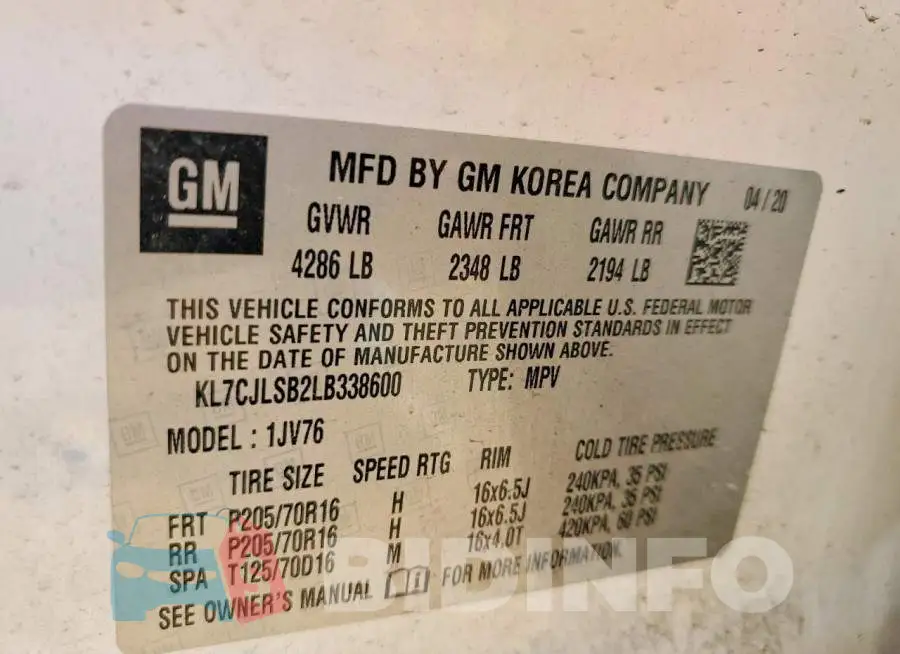 KL7CJLSB2LB338600 Photo# 12
